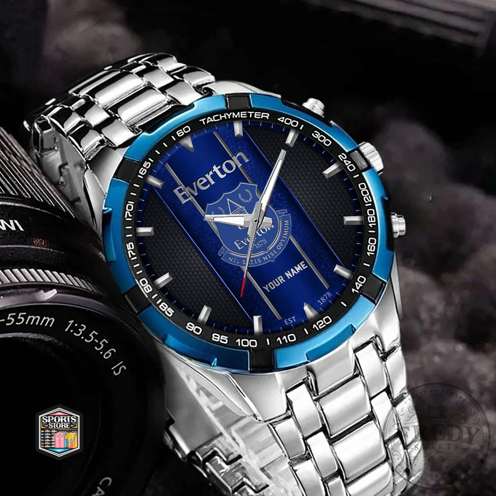 Everton Football Club Personalized Sports Watch with Blue Bezel