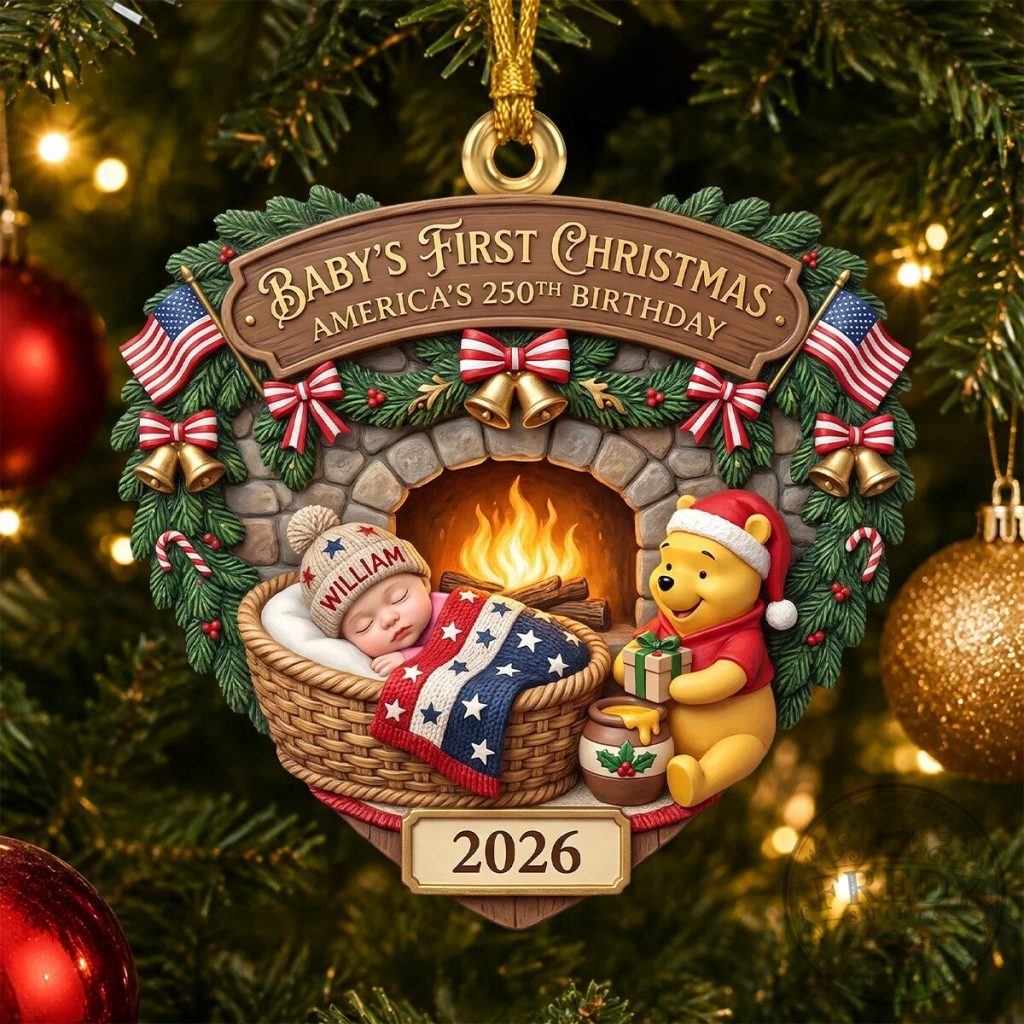 Baby's First Christmas America's 250th Birthday Winnie The Pooh Ornament