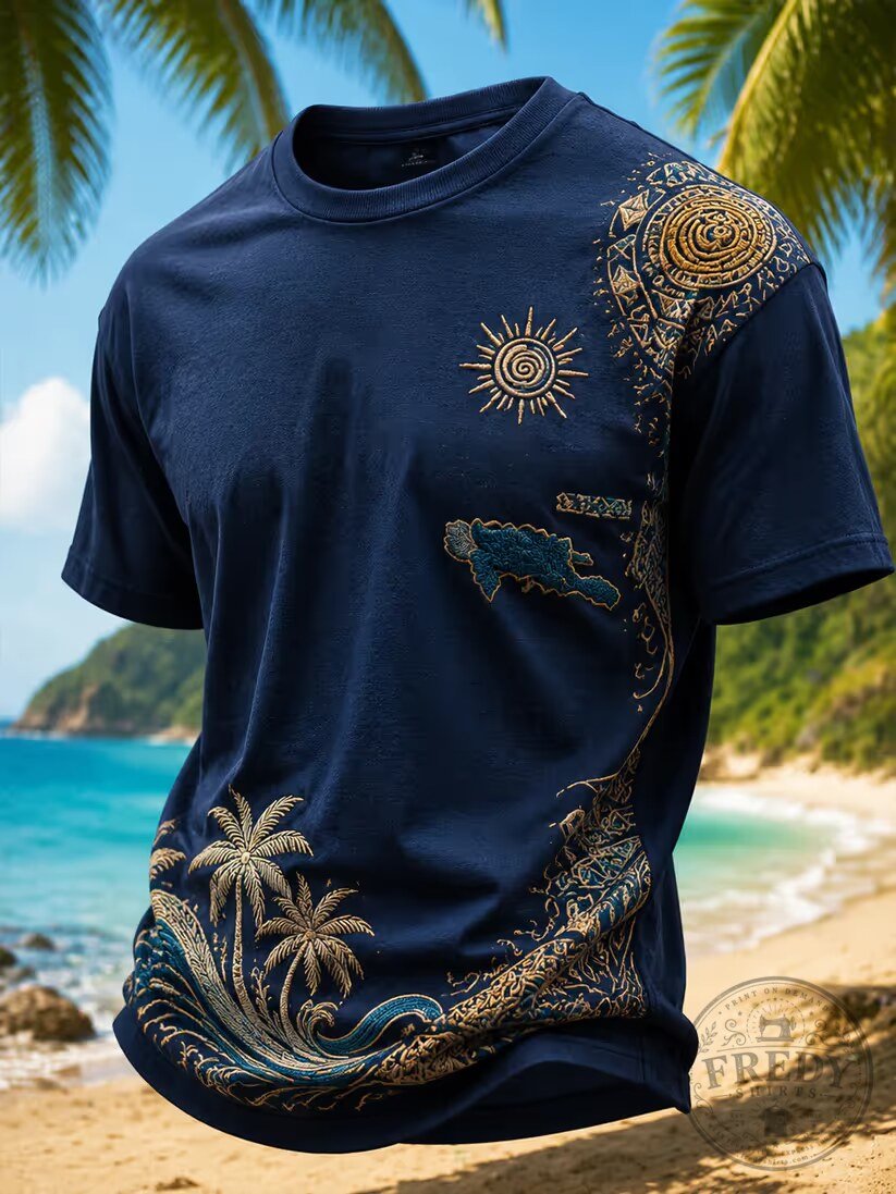 Dominican Republic Quisqueya Turtle Sun Palm Trees Beach T-Shirt