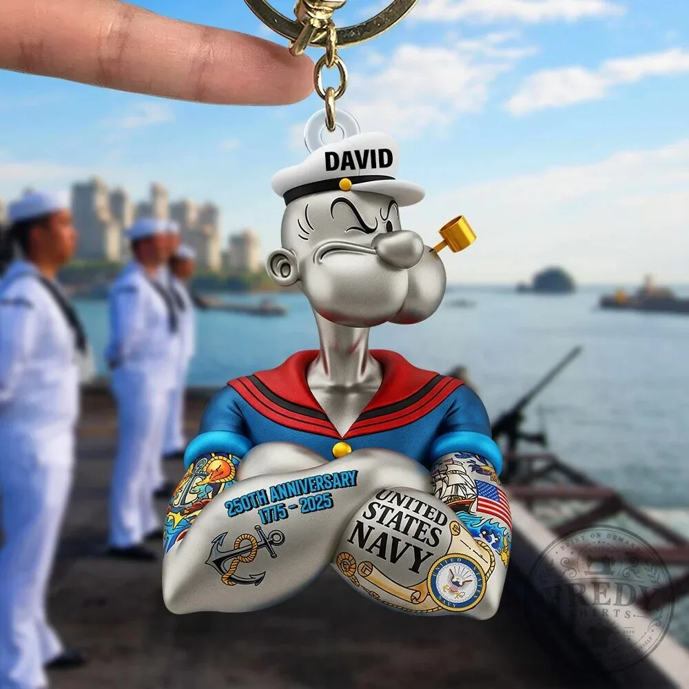 Popeye The Sailor Man United States Navy Personalized Keychain