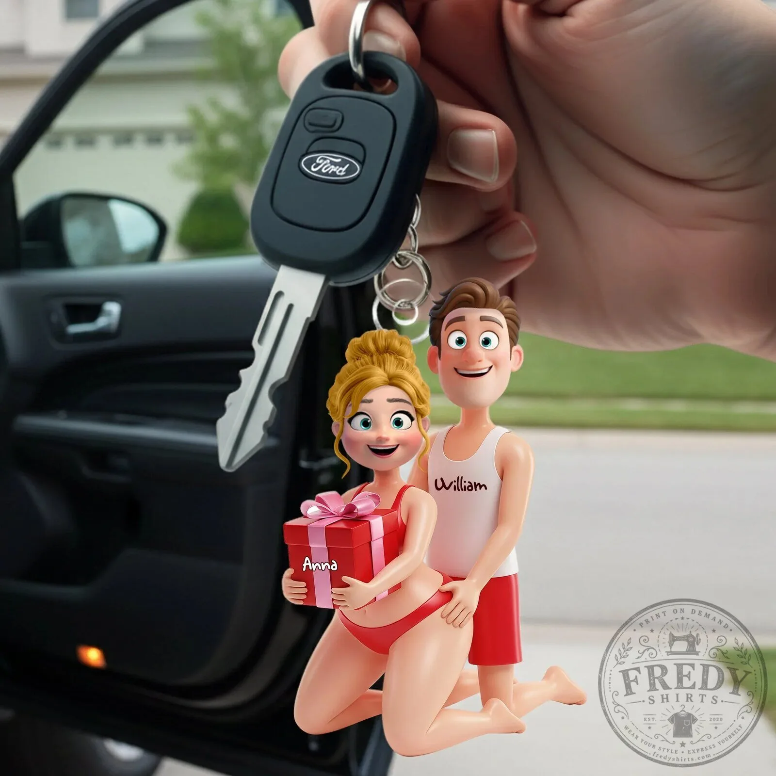 Personalized Playful Couple Acrylic Keychain - Custom Gift for Boyfriend or Girlfriend