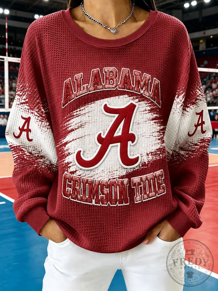 Alabama Crimson Tide Distressed Logo Red Crewneck Sweatshirt 56 Alabama Crimson Tide Distressed Logo Red Crewneck Sweatshirt