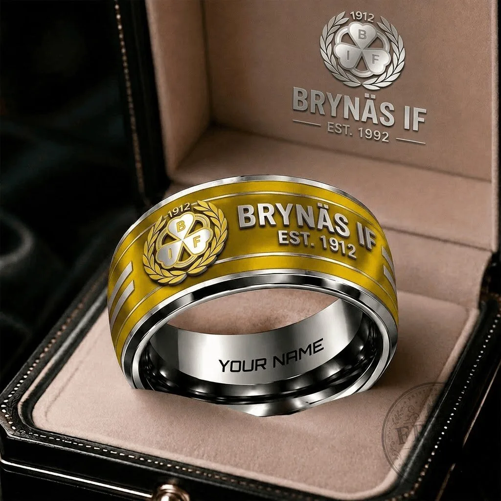 Brynäs IF Ice Hockey Team Personalized Gold Ring with Custom Name