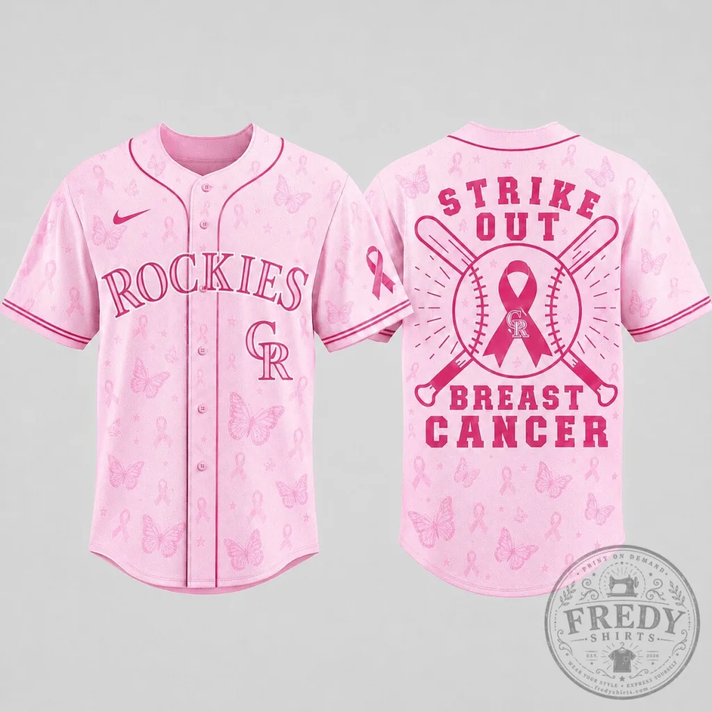 Colorado Rockies Baseball Breast Cancer Awareness Pink Ribbon Jersey 45 Colorado Rockies Baseball Breast Cancer Awareness Pink Ribbon Jersey