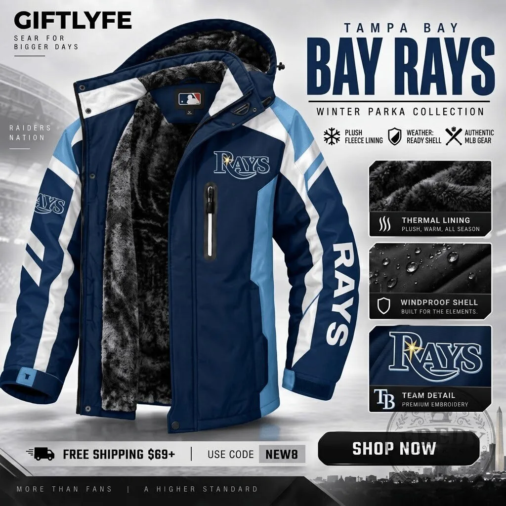 Tampa Bay Rays MLB Winter Parka Jacket with Plush Fleece Lining