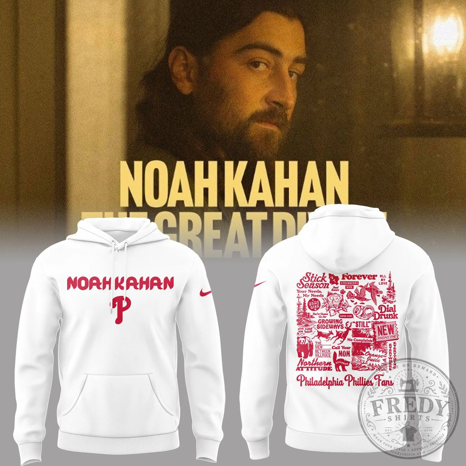 Noah Kahan Stick Season Tour Philadelphia Phillies Fans Hoodie