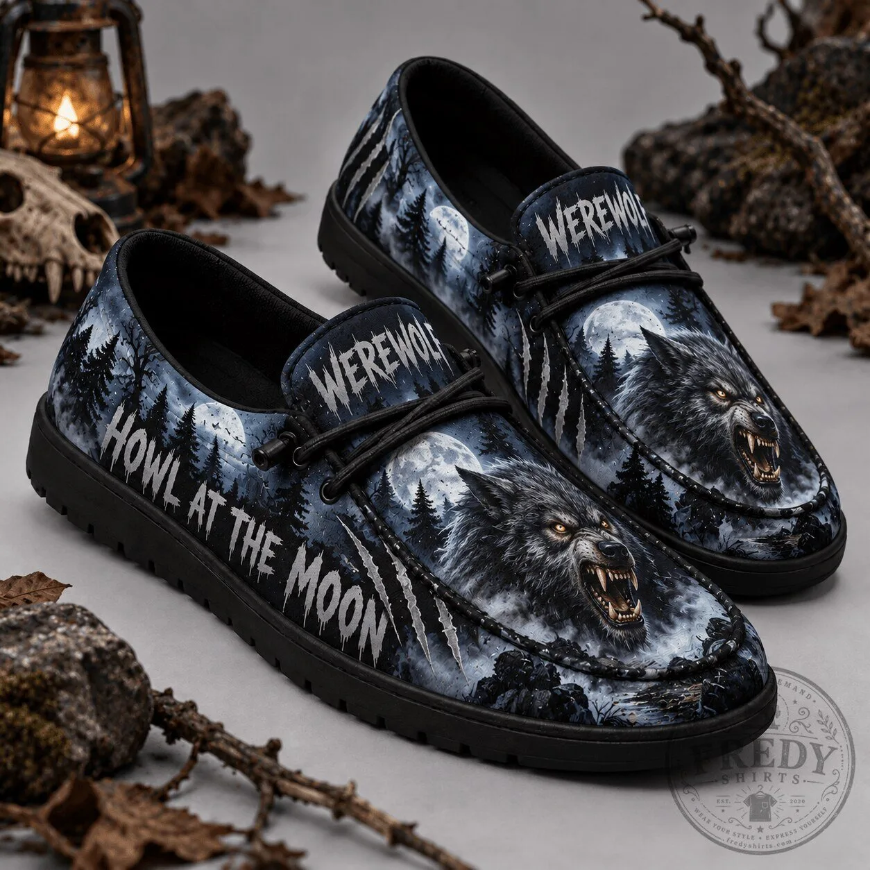 Werewolf Howl At The Moon Forest Full Moon Loafer Shoes