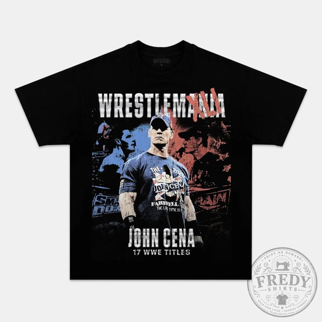 John Cena WrestleMania 17 WWE Titles Black Graphic T-Shirt