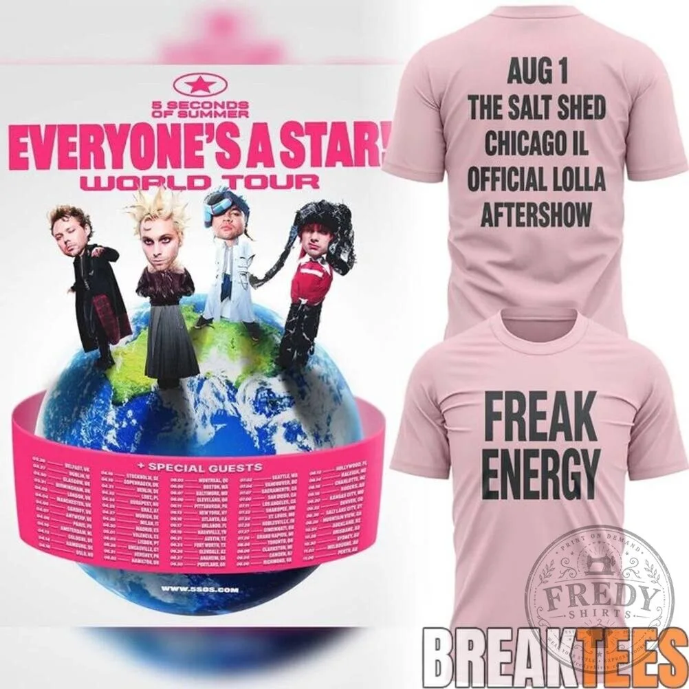 5 Seconds of Summer Everyone's a Star World Tour Freak Energy T-Shirt 7 5 Seconds of Summer Everyone's a Star World Tour Freak Energy T-Shirt