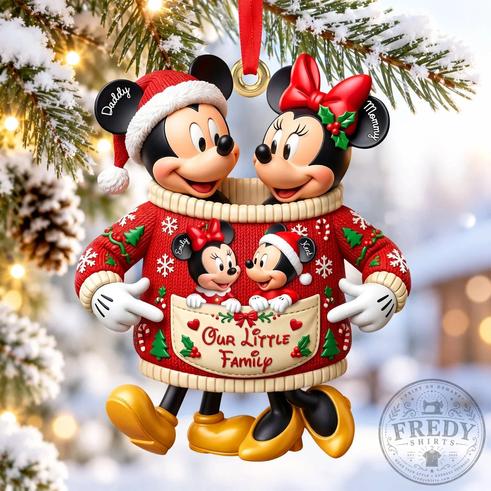 Our Little Family Mickey and Minnie Mouse Christmas Tree Ornament