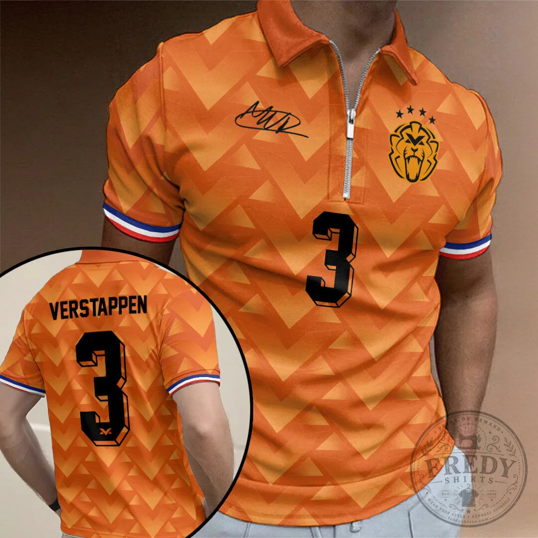 Max Verstappen Number 3 Orange Racing Fan Polo Shirt