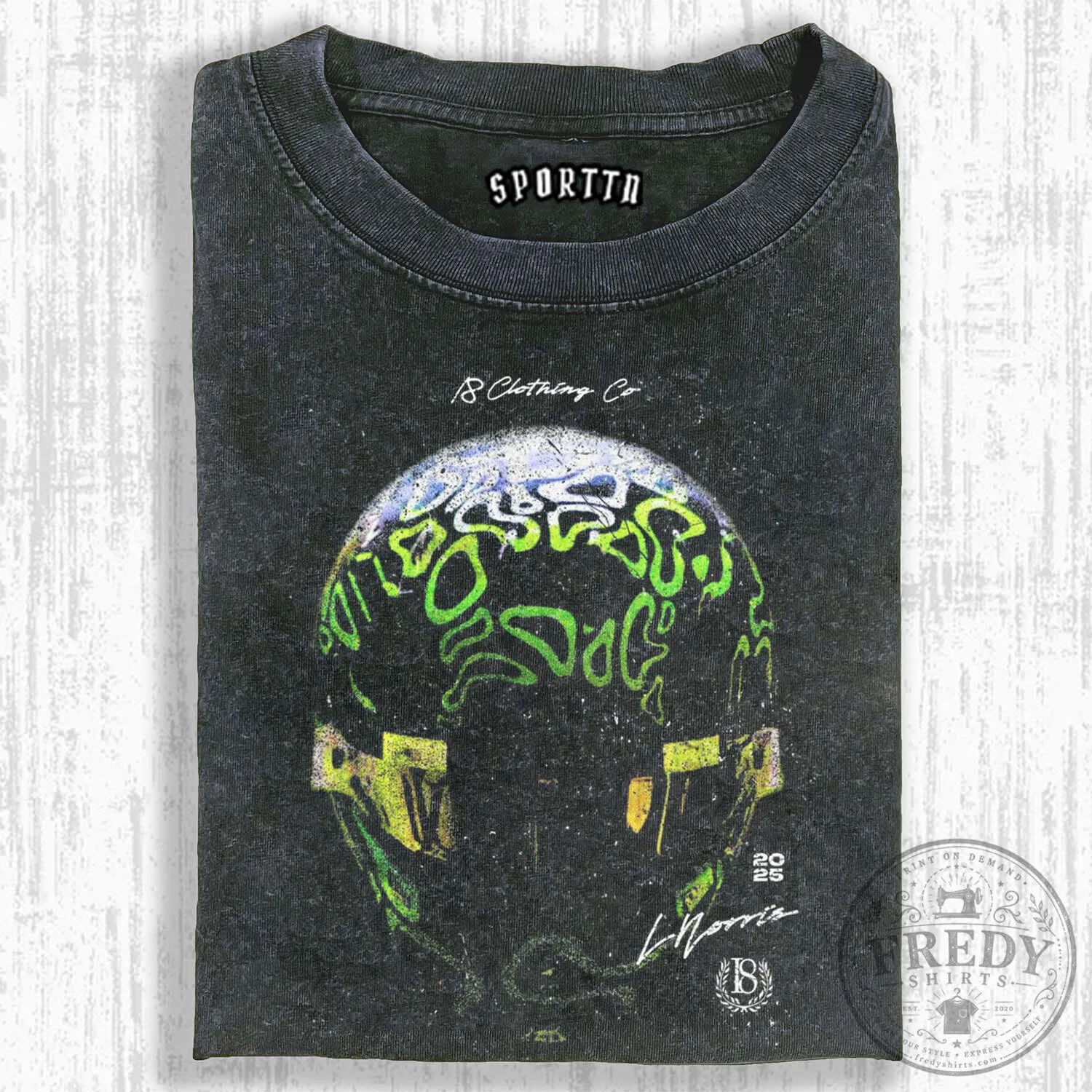 Lando Norris Formula 1 Racing Helmet Graphic T-Shirt