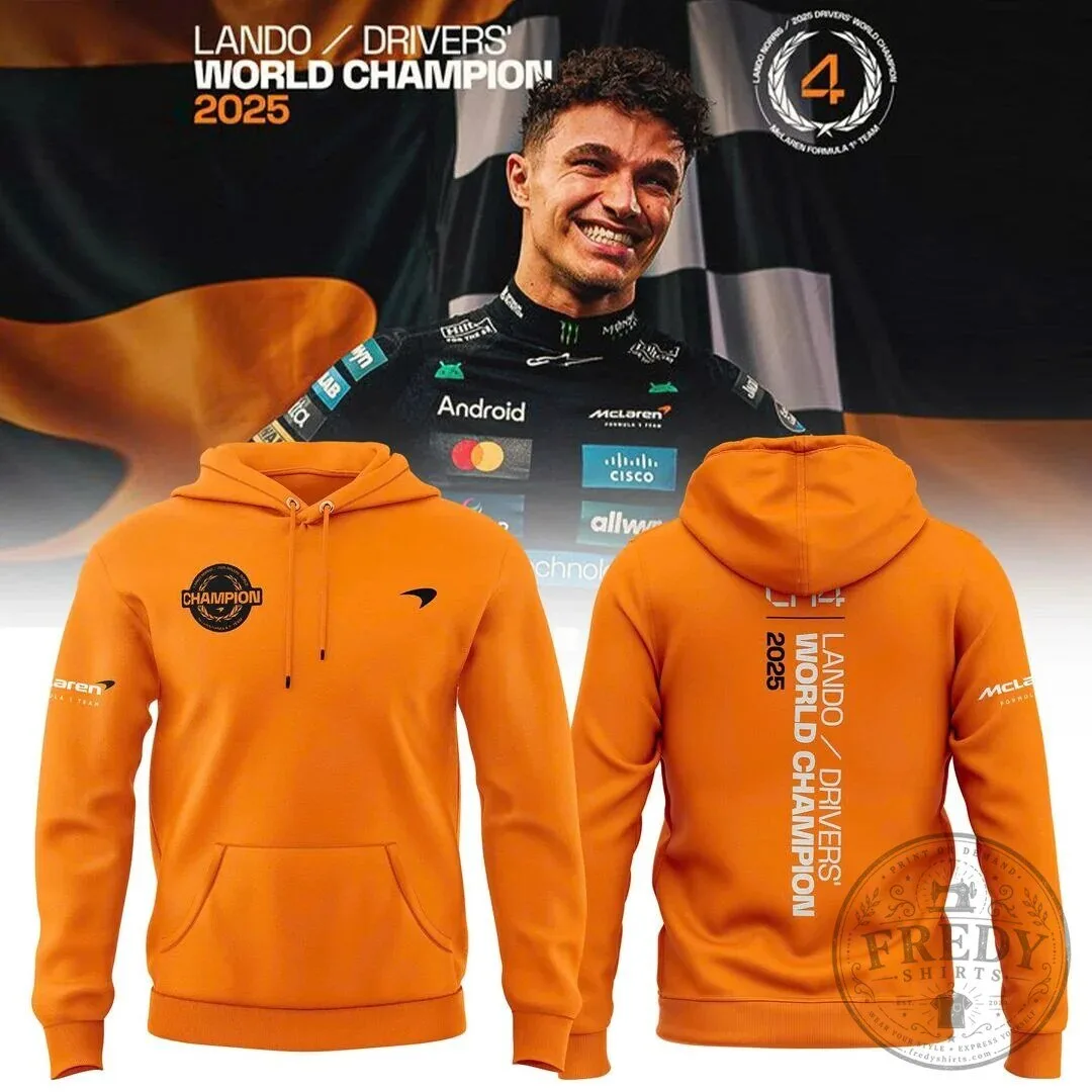 Lando Norris 2025 Drivers World Champion McLaren Formula One Team Hoodie