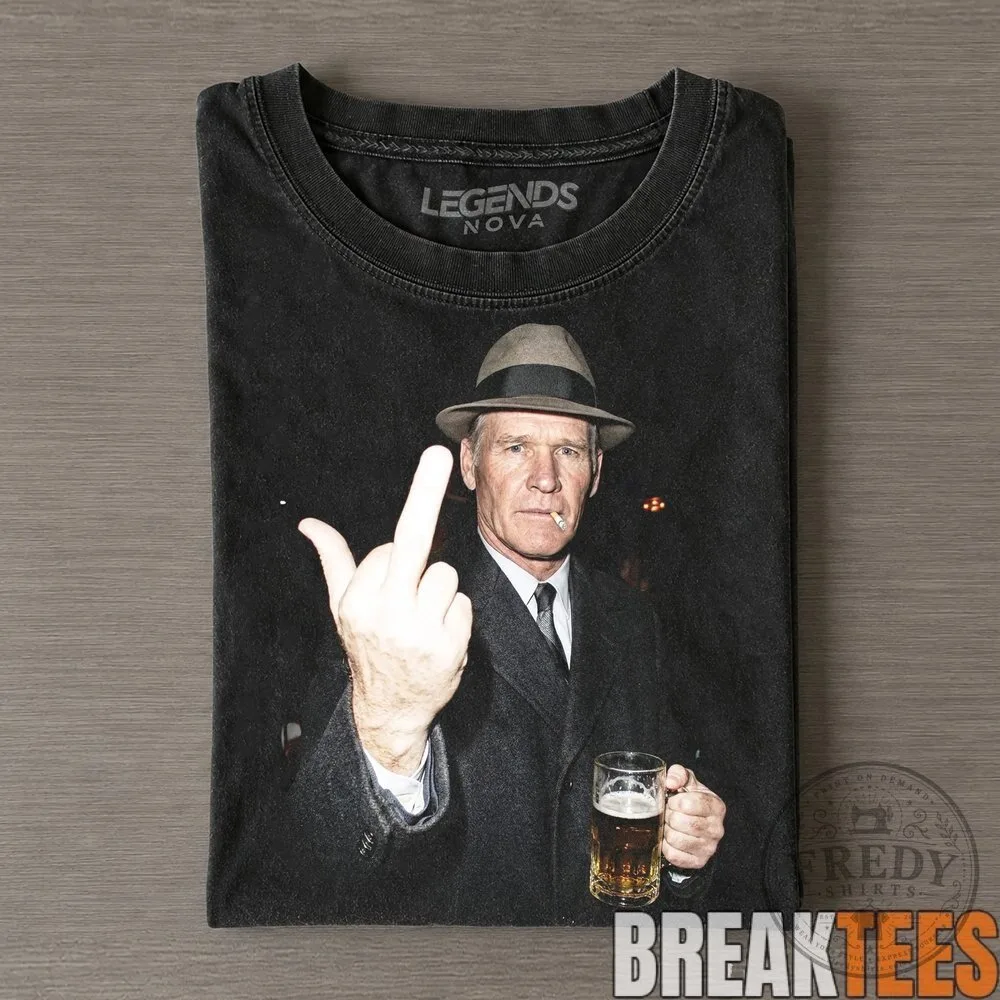 Tom Landry Middle Finger and Beer Drinking Funny Meme T-Shirt