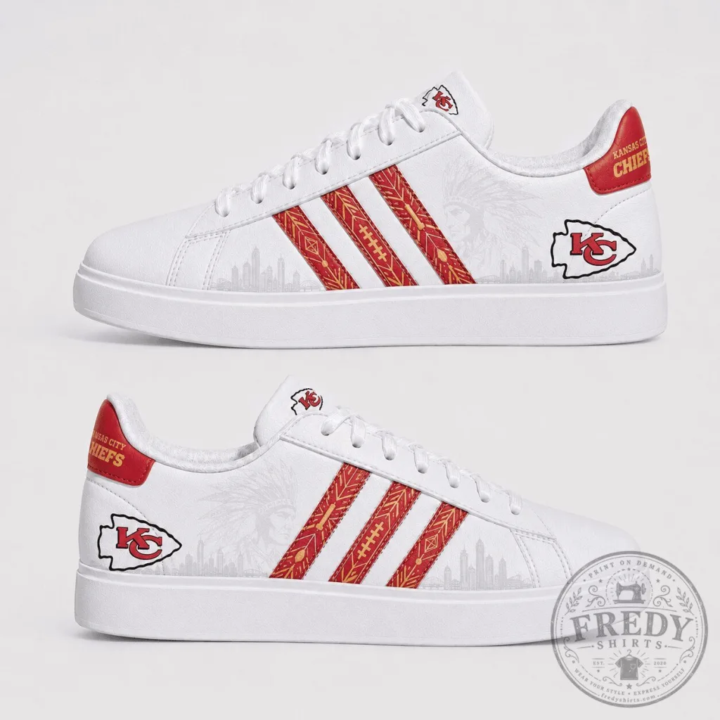 Kansas City Chiefs Football Team White Custom Designed Sneakers