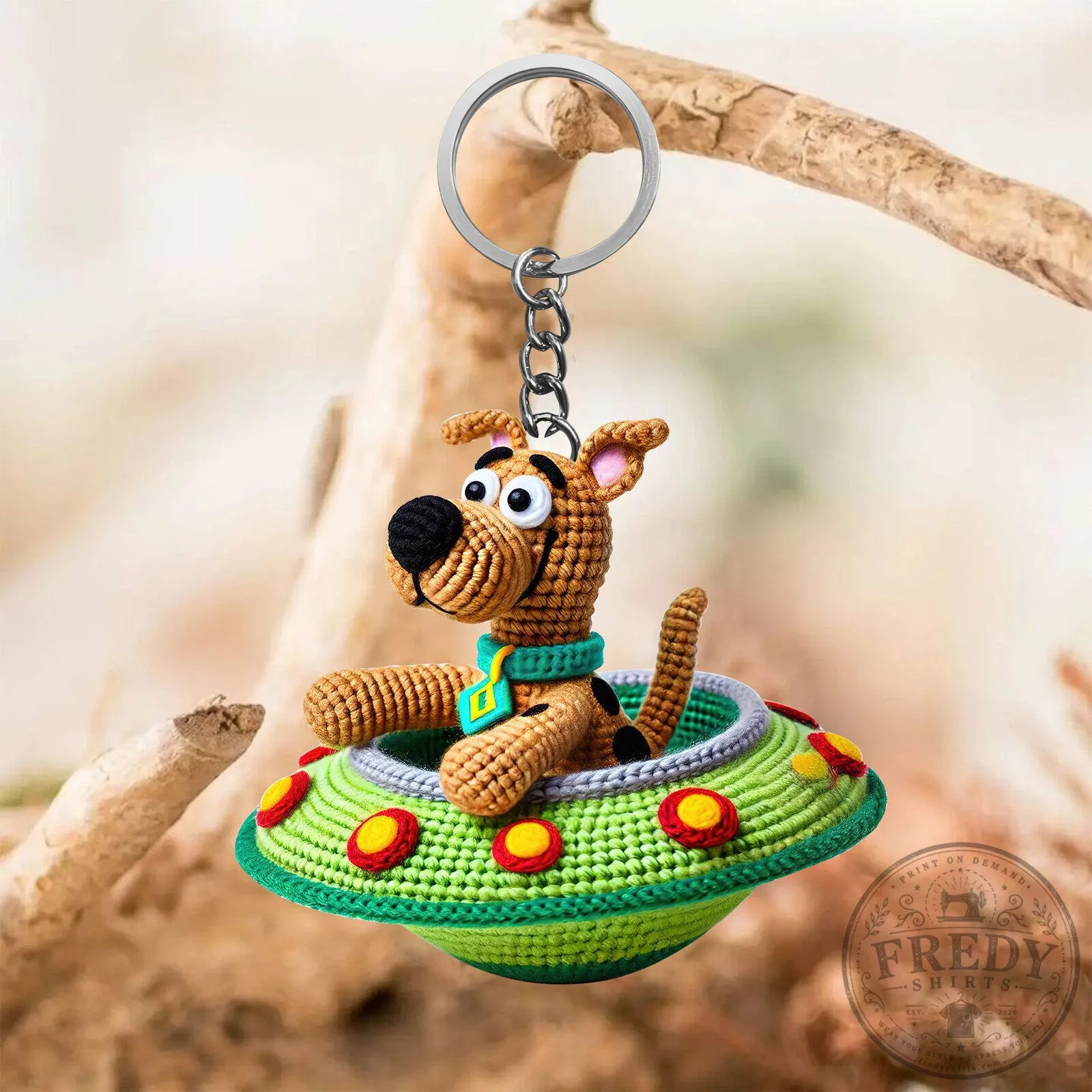 Scooby Doo Crochet UFO Spaceship Handmade Keychain