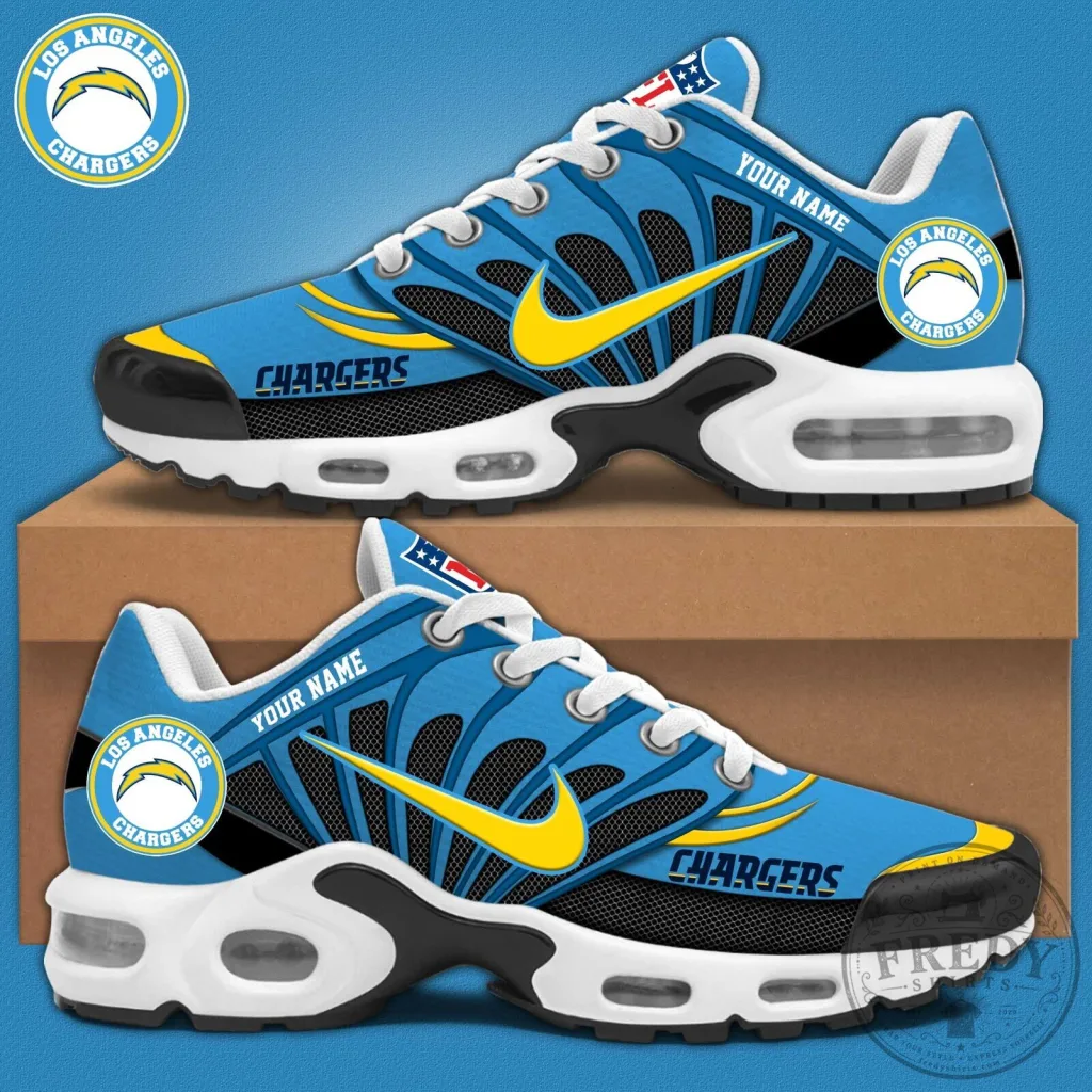 Los Angeles Chargers Personalized Blue Team Logo Running Shoes Los Angeles Chargers Personalized Blue Team Logo Running Shoes