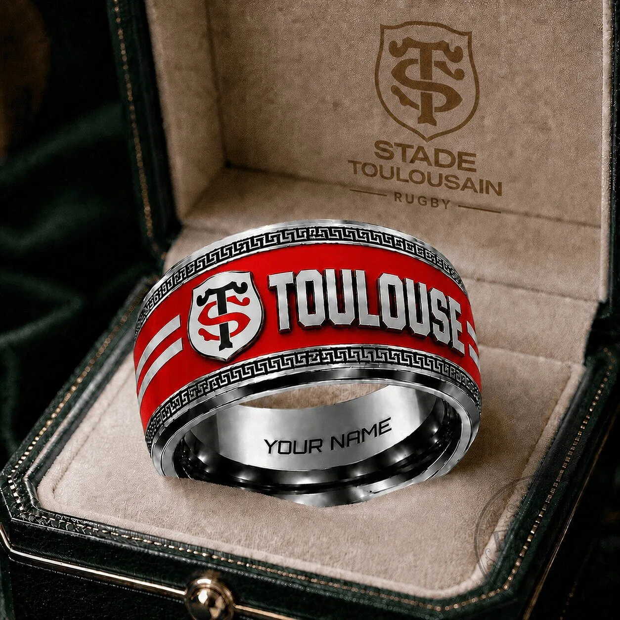 Stade Toulousain Rugby Team Custom Name Engraved Ring