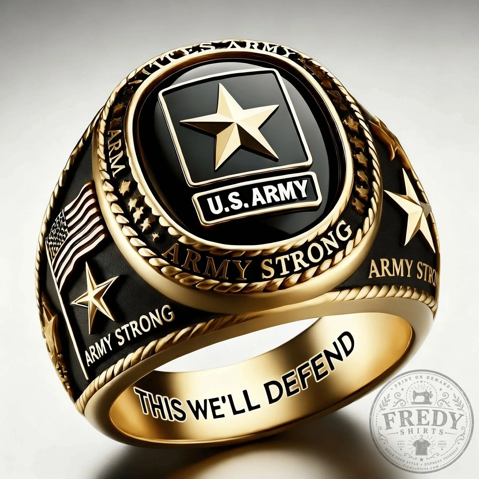 United States Army Strong Military Service Ring This We'll Defend