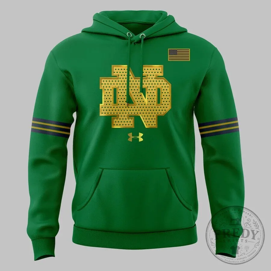 Notre Dame Fighting Irish Football Gold Logo Green Hoodie 8 Notre Dame Fighting Irish Football Gold Logo Green Hoodie