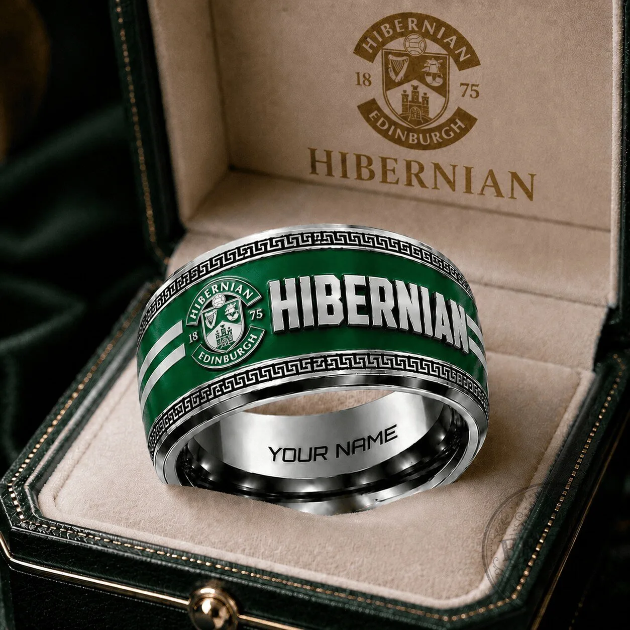 Hibernian Edinburgh Football Club Custom Name Engraved Ring