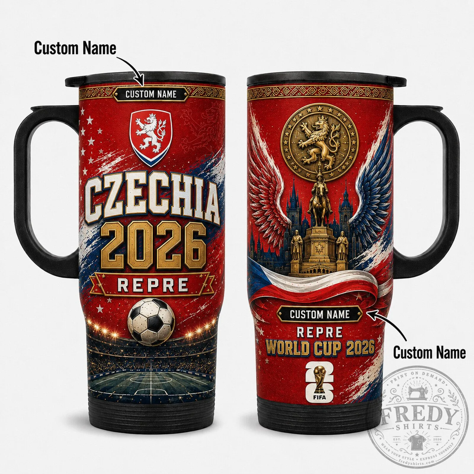 Czech Republic National Football Team World Cup 2026 Stainless Steel Travel Tumbler