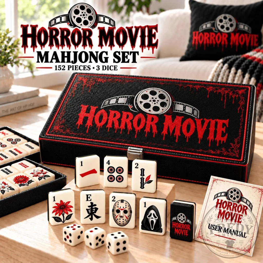 Horror Movie Mahjong Set with 152 Tiles and 3 Dice