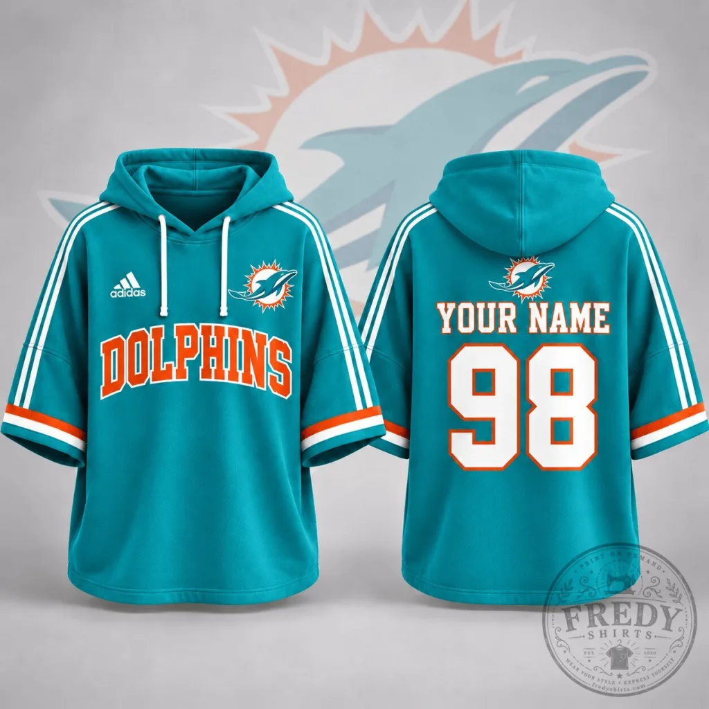 Miami Dolphins Football Team Short Sleeve Hoodie Miami Dolphins Football Team Short Sleeve Hoodie