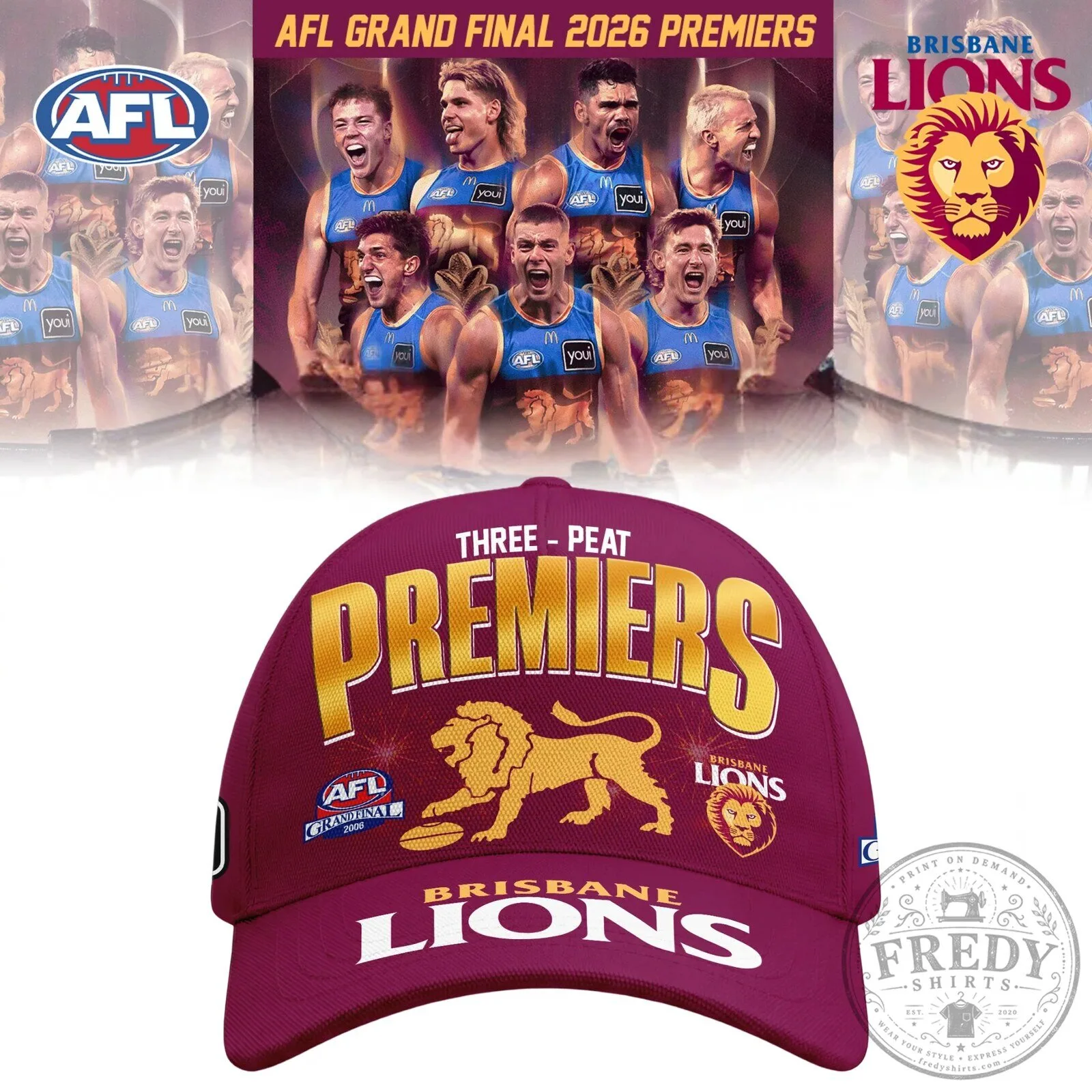 Hoodie Celebrating Brisbane Lions AFL Three-Peat Championship Win 7 Hoodie Celebrating Brisbane Lions AFL Three-Peat Championship Win