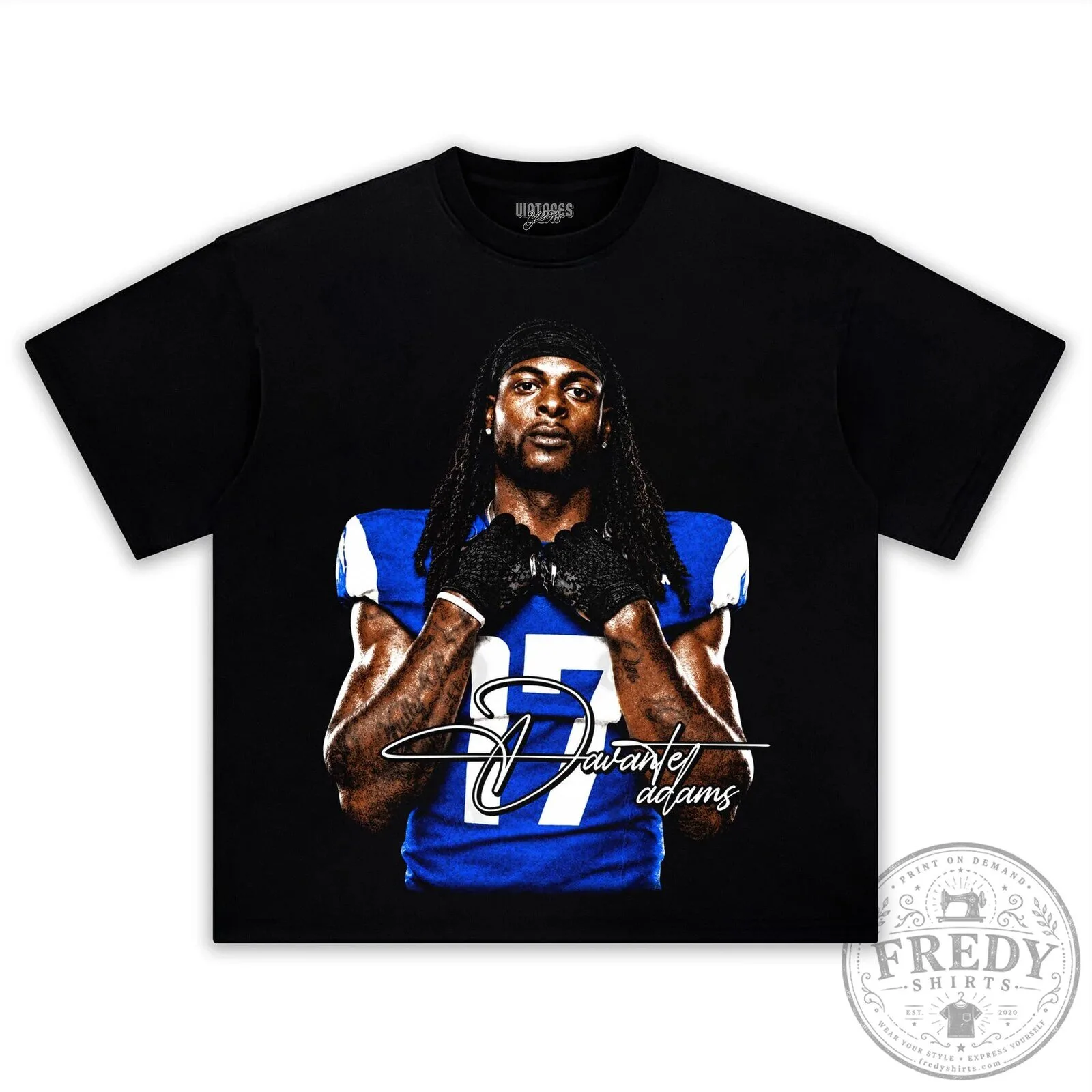 Black T-Shirt featuring Davante Adams Football Player Graphic