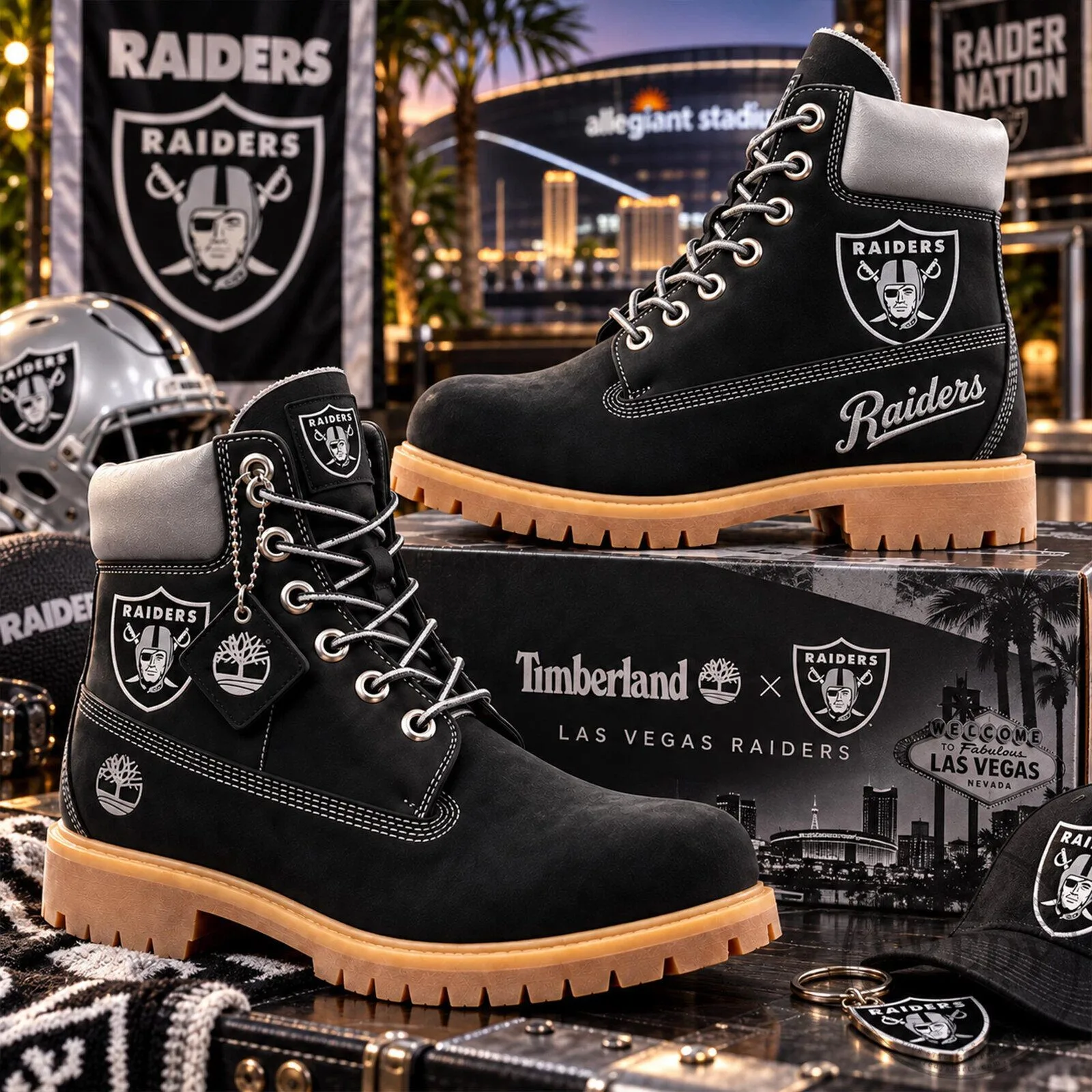 Las Vegas Raiders NFL Football Team Timberland Style Boots