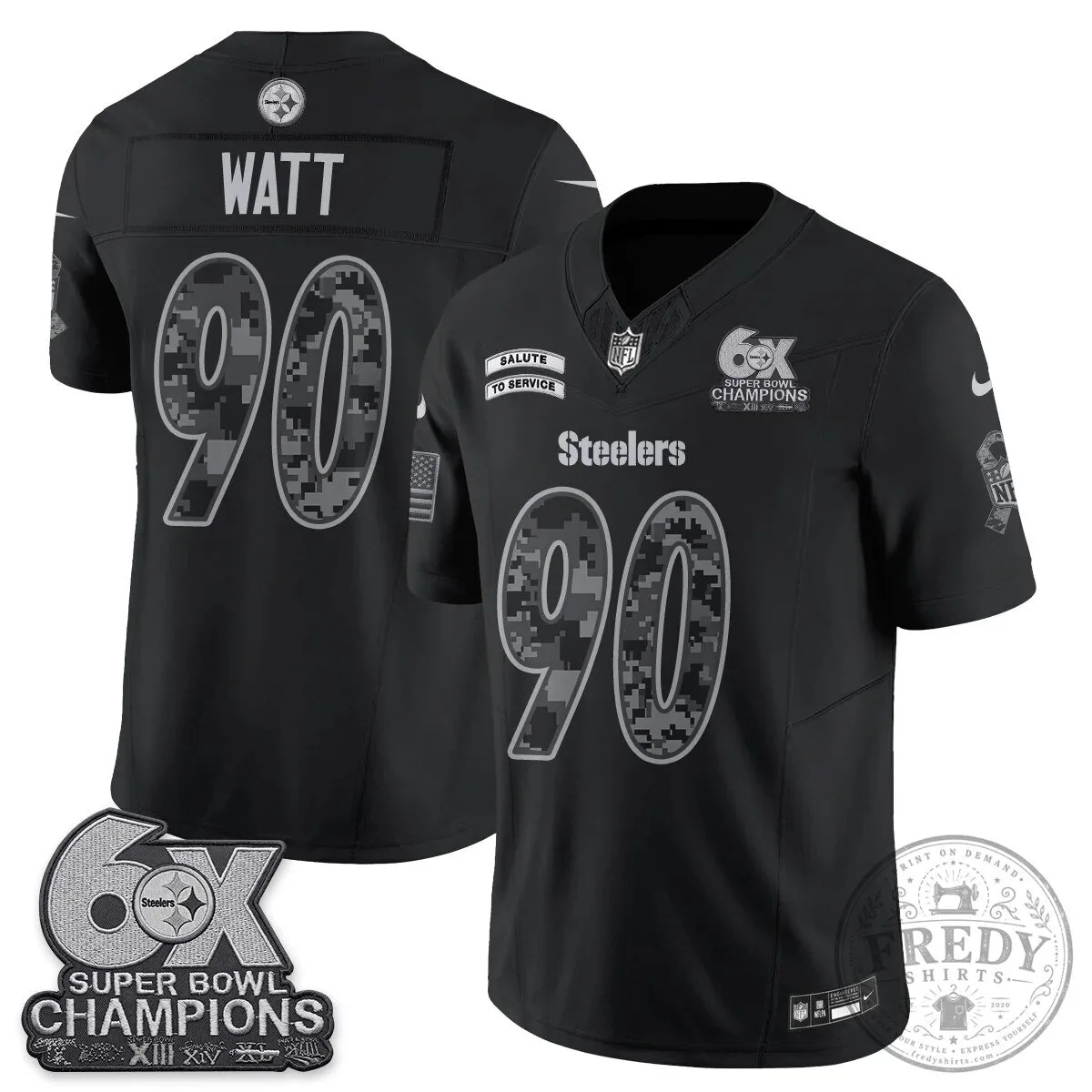 Pittsburgh Steelers T.J. Watt Salute To Service Edition Black Football Jersey