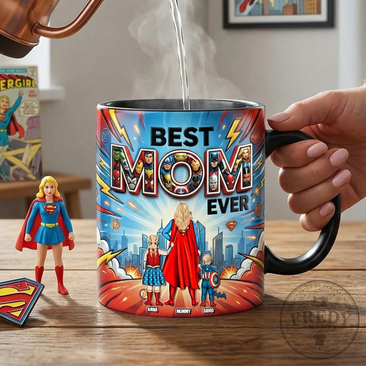 Best Mom Ever Superheroes Personalized Coffee Mug