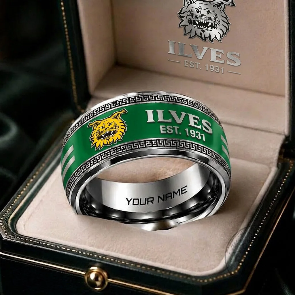 Tampereen Ilves Liiga Hockey Team Custom Name Ring