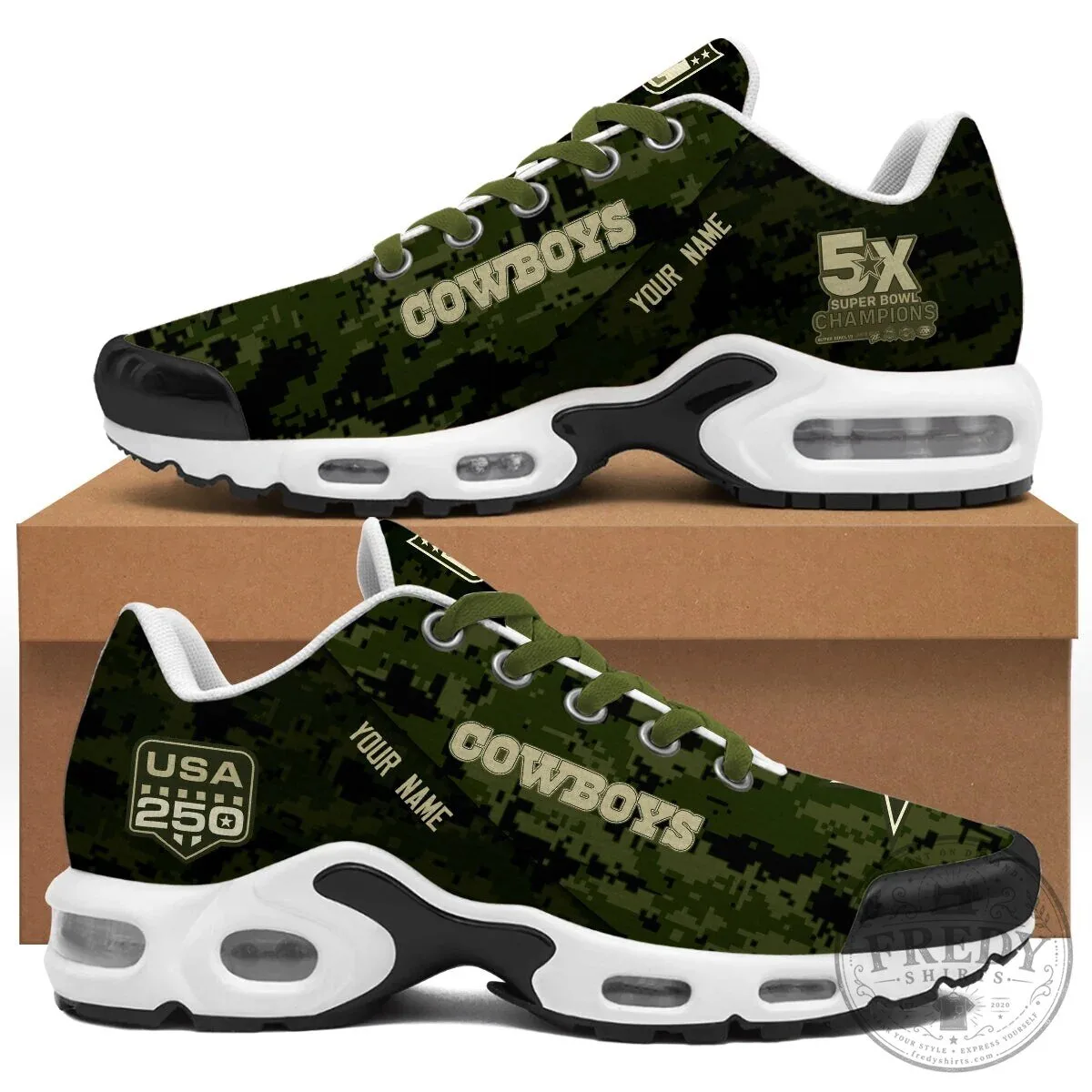 Dallas Cowboys Salute to Service Personalized Digital Camouflage Shoes