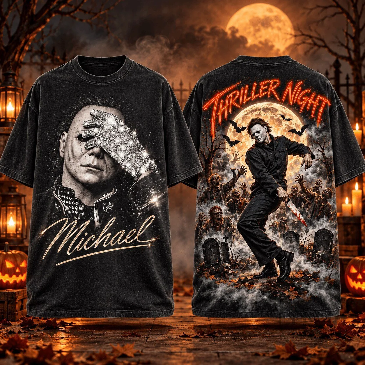 Michael Jackson Thriller Night Halloween Horror Movie Graphic T-Shirt