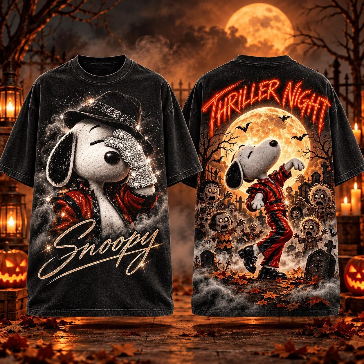 Snoopy Michael Jackson Thriller Night Halloween Costume T-Shirt