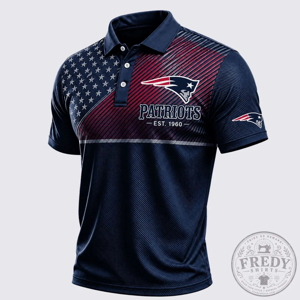 New England Patriots American Flag Stars and Stripes Polo Shirt