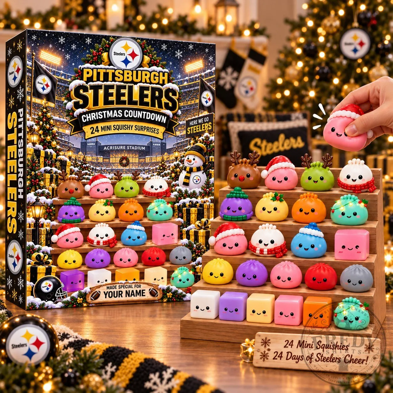 Pittsburgh Steelers Christmas Countdown 24 Mini Squishy Surprises Advent Calendar