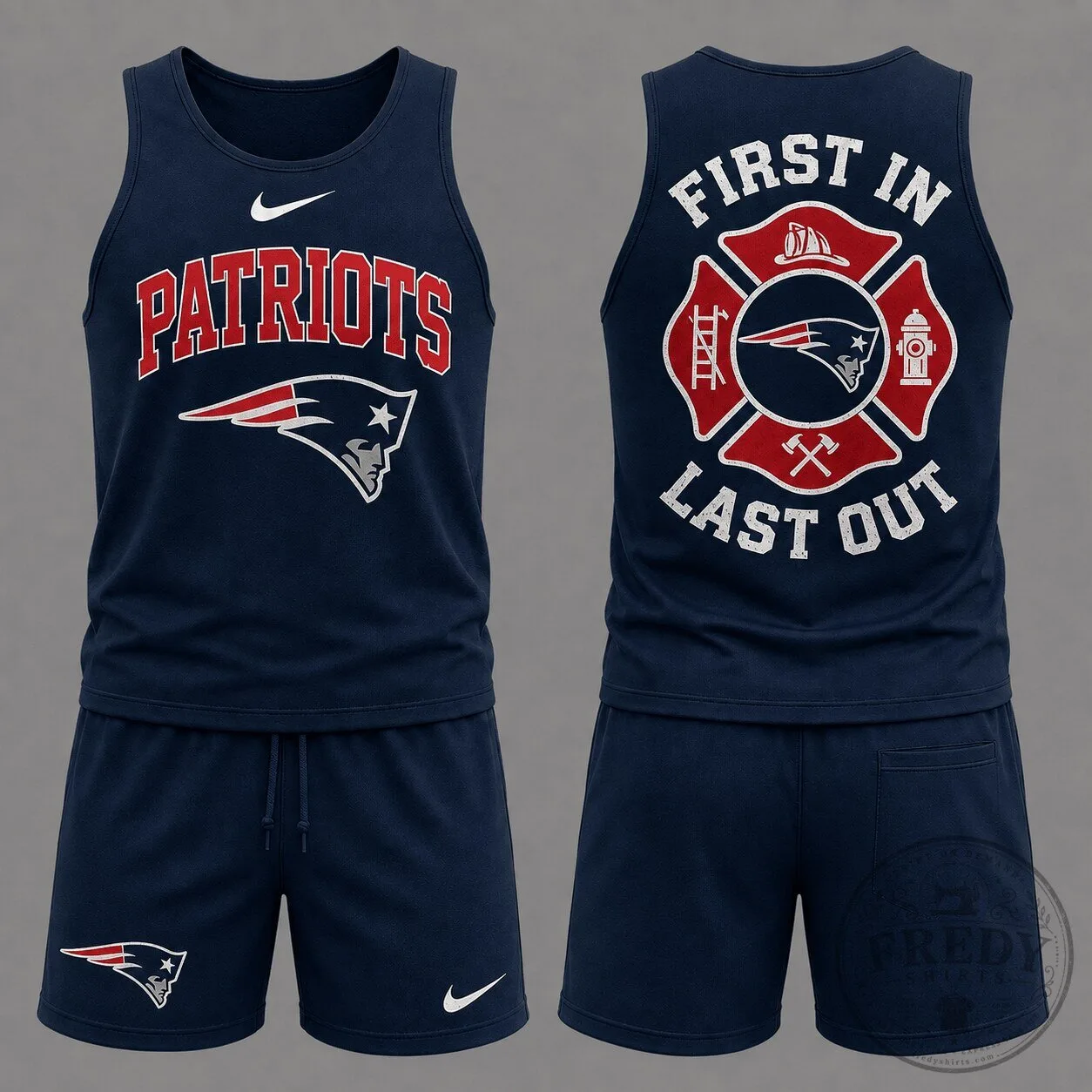 New England Patriots Firefighter First In Last Out Tank Top and Shorts Set