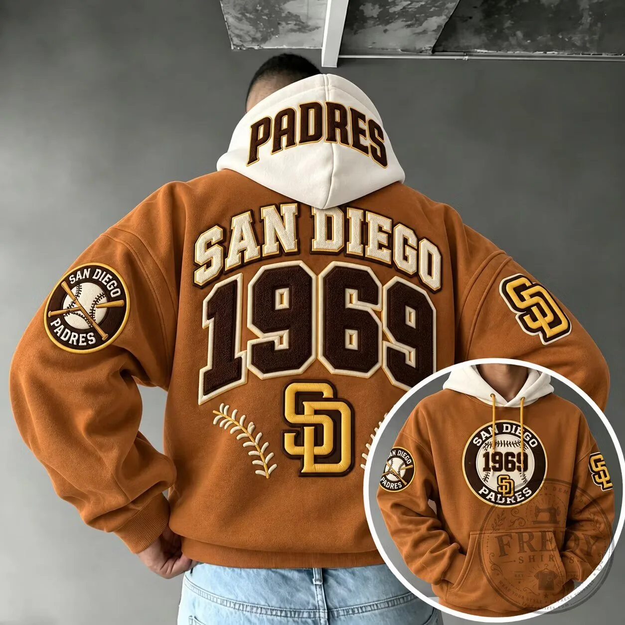 San Diego Padres 1969 Baseball Team Brown Hoodie