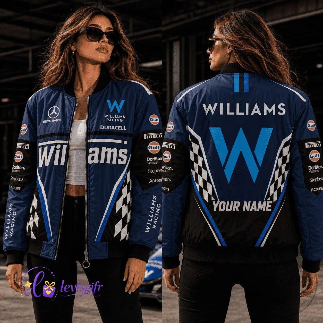 Williams Racing Fan Gift Bomber Jacket, Personalized Formula One Racing Apparel