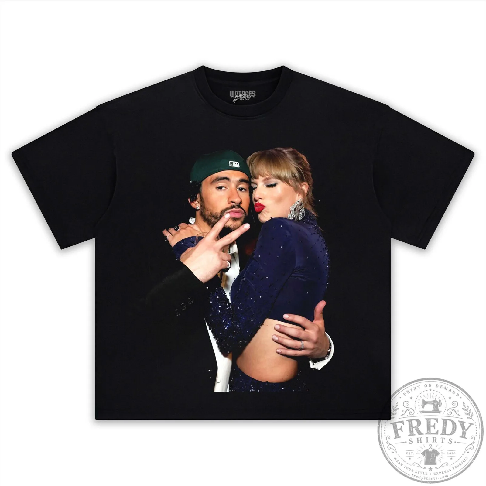 Taylor Swift Bad Bunny Black Graphic T-Shirt