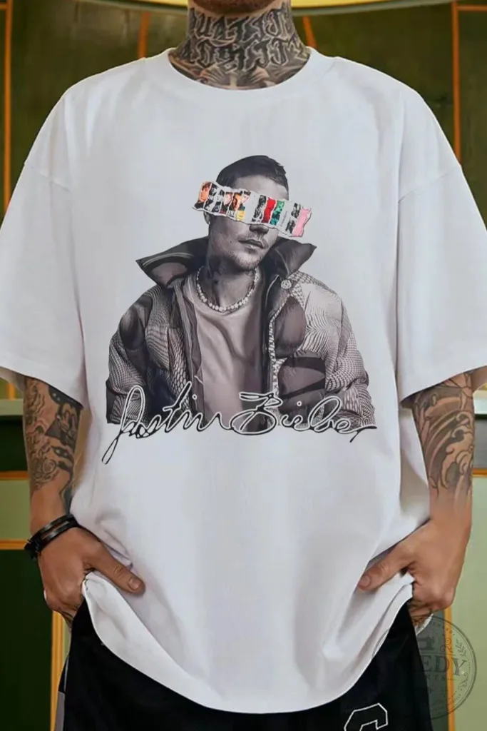 Justin Bieber Shirt Graphic Print Oversized Short Sleeve T-Shirt