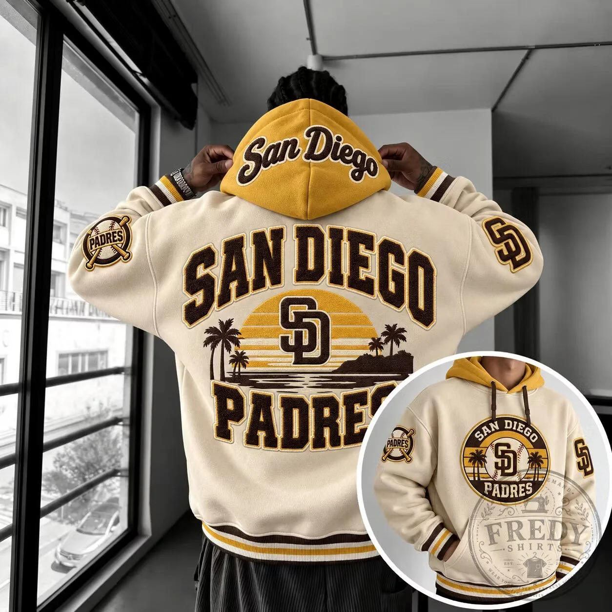 San Diego Padres Baseball Team Logo Sunset Design Hoodie