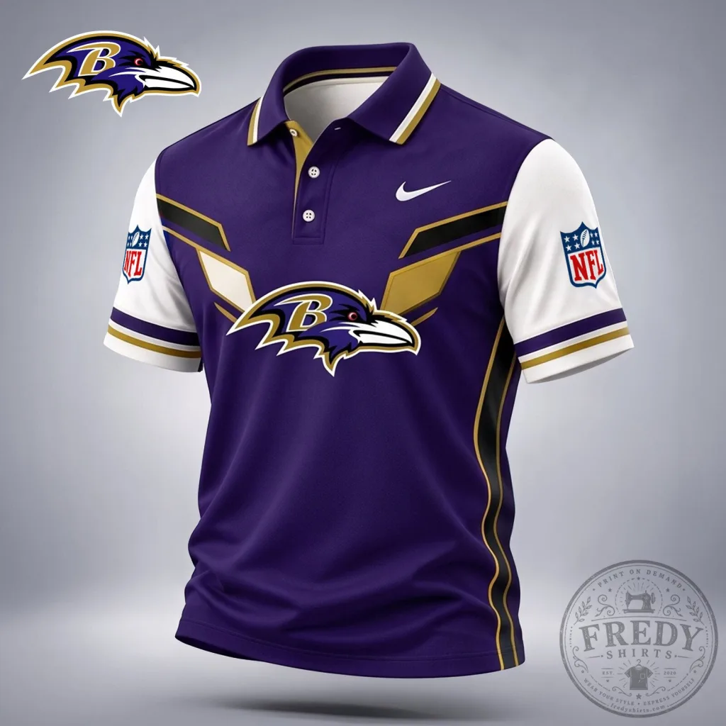 Baltimore Ravens NFL Football Team Fan Short Sleeve Polo Shirt Baltimore Ravens NFL Football Team Fan Short Sleeve Polo Shirt