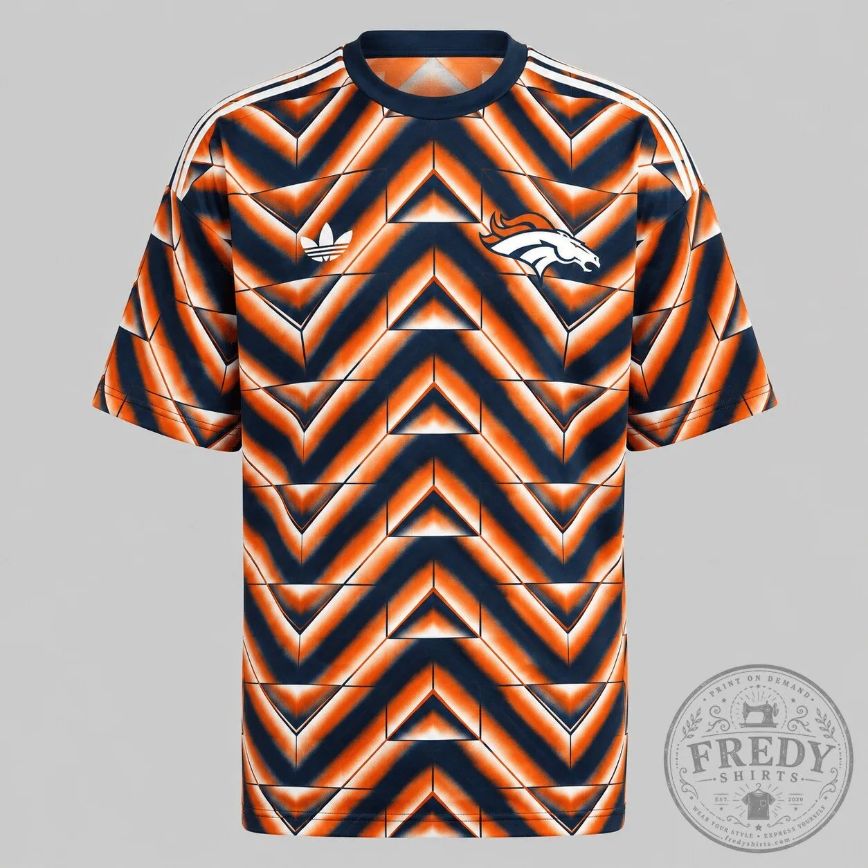 Denver Broncos Retro Geometric Graphic Design National Football League T-Shirt