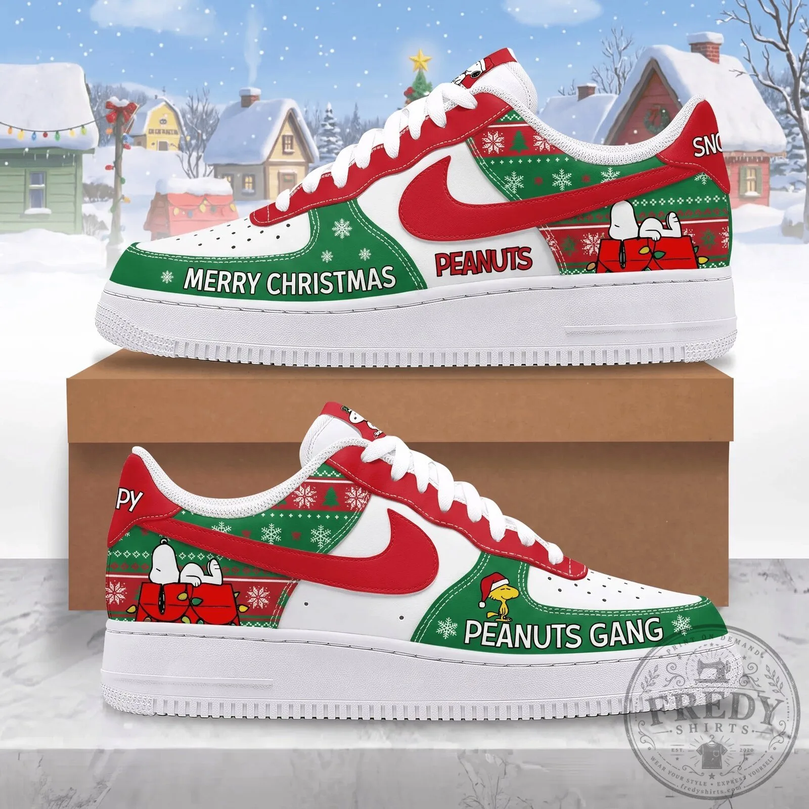 Christmas Holiday Low Top Shoes featuring Snoopy and the Peanuts Gang