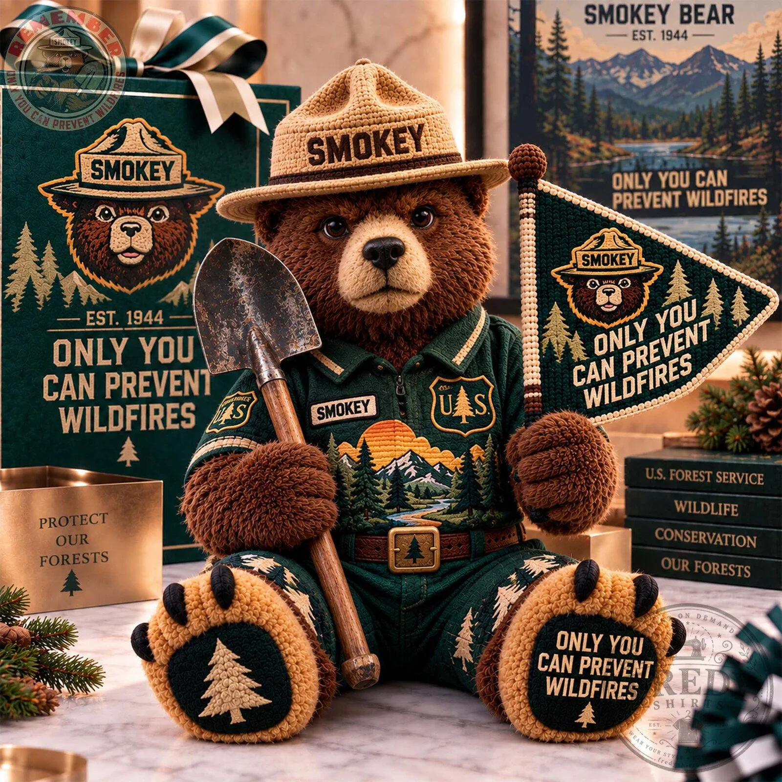 Smokey Bear Only You Can Prevent Wildfires Plush Pillow