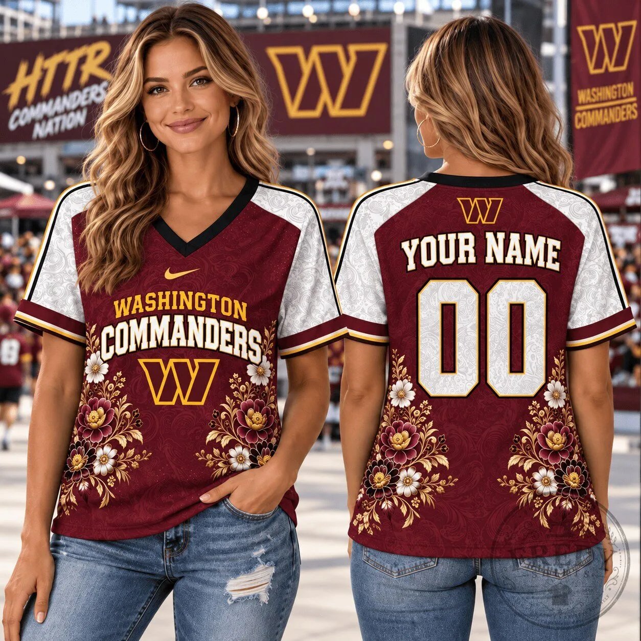 Washington Commanders Personalized V-Neck T-Shirt for 1d Fan Gift